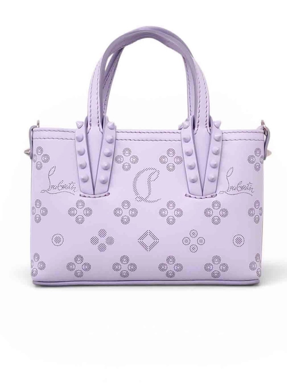 Lavender Perforated Leather Tote Bag - Louboutin Cabata Nano